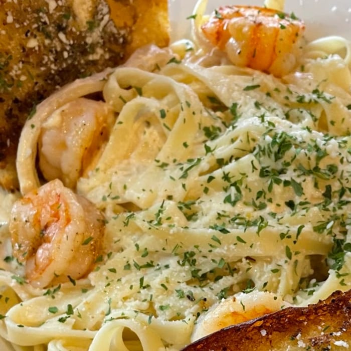 Chicken or Shrimp Alfredo Pasta.