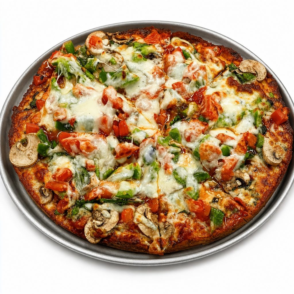 Veggie Lovers Deep Dish Pizza.