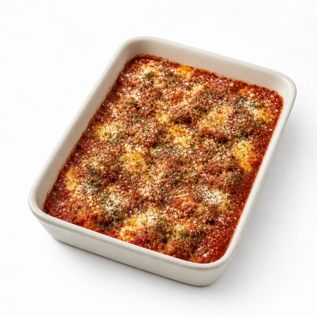 Baked Mostaccioli (Baked Ziti) Pasta.