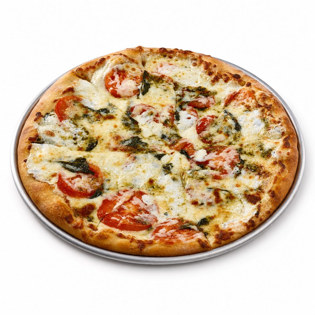 Margherita Deep Dish Pizza.