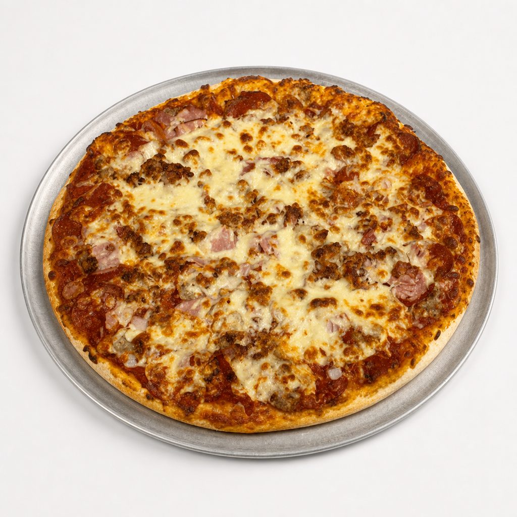 Meat Lovers Deep Dish Pizza.