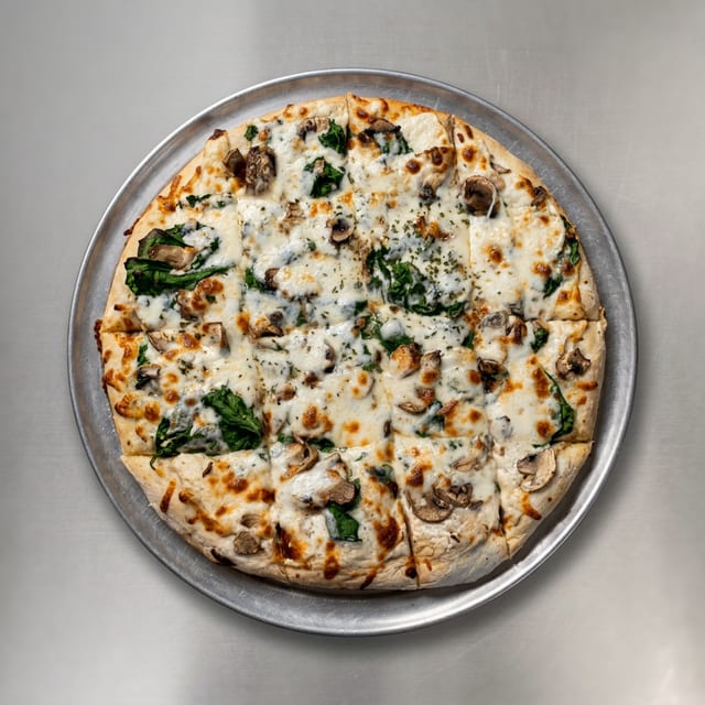 White Deep Dish Pizza.