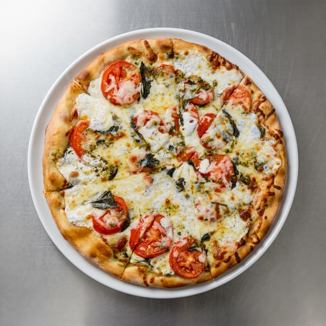 Margherita Deep Dish Pizza.
