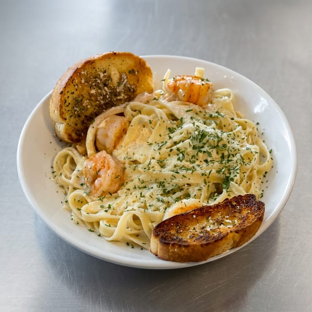 Chicken or Shrimp Alfredo Pasta.