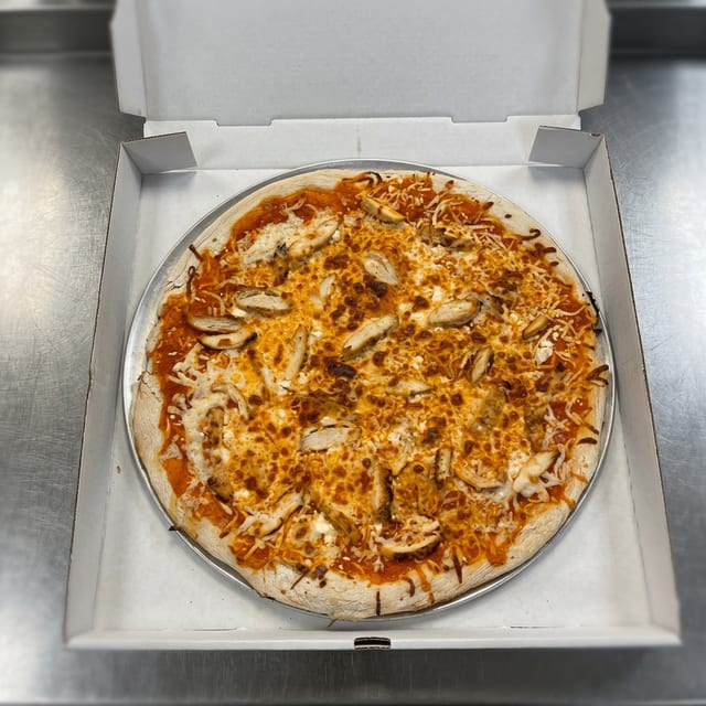 Buffalo Chicken Deep Dish Pizza.